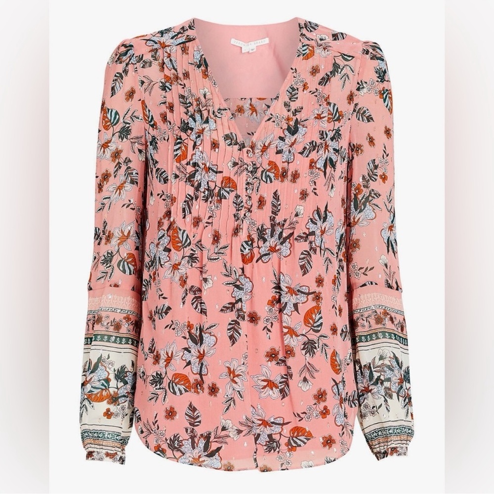 Veronica Beard Pink Floral Blouse
